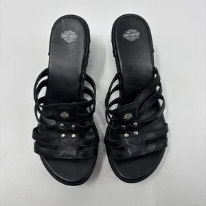 Harley Davidson Tara Multi Strap Studded Wedge Sandals Size 7. Read Description - Picture 1 of 10