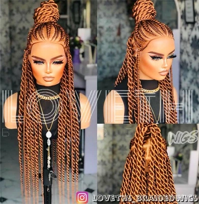 Ships next day(2days SHIPPING)Cornrow Full lace Braided wig,black knotless braid - Image 1 of 4