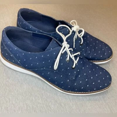 COLE HAAN Mujer Original Grand Zapatos Oxfords Lunares Azul Cambray 9 Foto 1 de 4