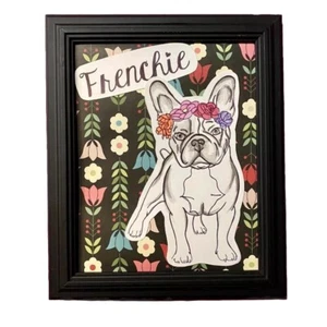 Frenchie Paper Collage Art, Colorful Floral French Bulldog Artwork Pet Portrait - Picture 1 of 11