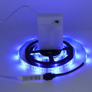 Battery Powered 5050 SMD RGB LED Strip Lights Flexible Waterproof Remote Control - Picture 1 of 19