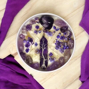Crystal Intuition Necklace Candle with Amethyst & Clear Quartz - Intuition - Picture 1 of 2