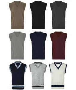 Mens V Neck Golf Cricket Bowling Sleeveless Jumper Tank Top Vest Sweater S - 5XL - Picture 1 of 11