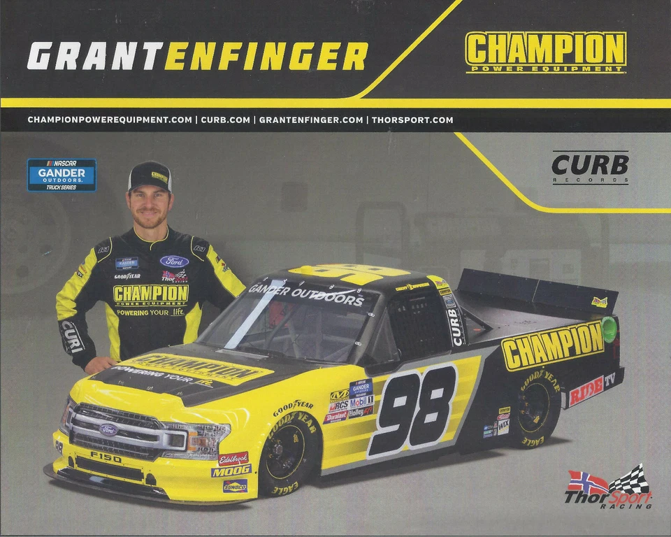 Grant Enfinger 2019 segunda versión campeón traje negro #98 postal de NASCAR GANDER Foto 1 de 1