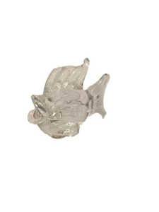 Garcia Art Glass Clear Fish Paperweight Big Lips Figurine Miniature 3" Long - Picture 1 of 4