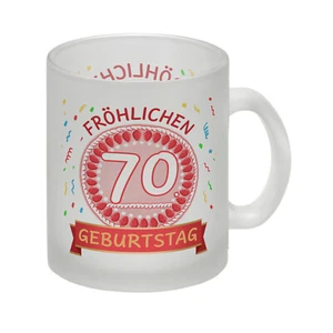 Witziger Glas Tasse für den 70. Geburtstag mit Motiv: Torte - Bild 1 von 6