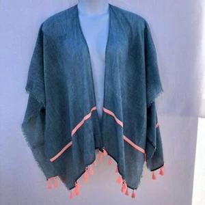 Aerie Neon Pink Tassel Open Front Beach Kimono ONE SIZE - Picture 1 of 8