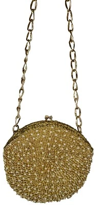 Vintage Delill Gold Sequin & Pearl Bag Chain Strap - Image 1 of 3