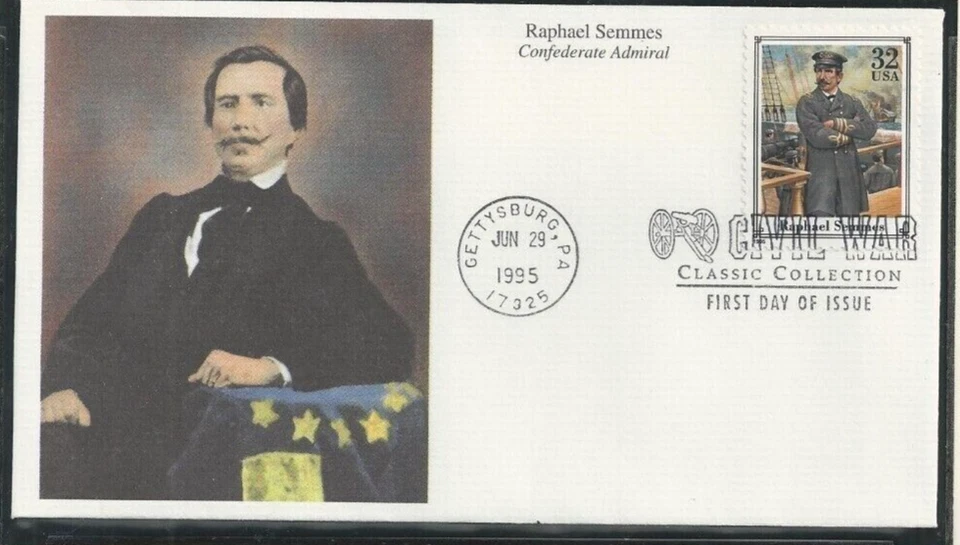 CIVIL WAR ADMIRAL RAPHAEL SEMMES  1995 MYSTIC CACHET FDC UNADDR - Image 1 of 1
