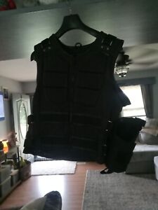 Men's Leather Motorcycle Vest With Armor And Holster