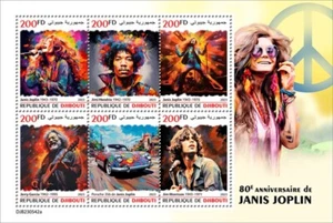 Djibouti - 2023 Singer Songwriter Janis Joplin - 6 Stamp Sheet - DJB230542a - Picture 1 of 1