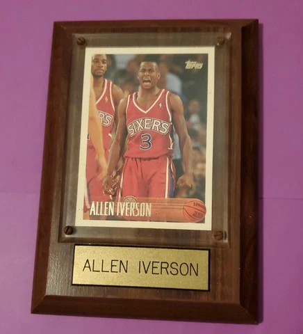 ALLEN IVERSON VINTAGE PHILADELPHIA 76ERS WOODEN PLAQUE 6X5 BY TOPPS Cover
