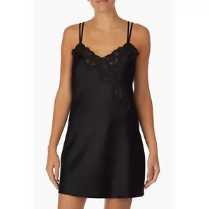 Lauren Ralph Lauren Double Strap Lace Trim Negligee Slip Dress Black Size Large - Bild 1 von 9