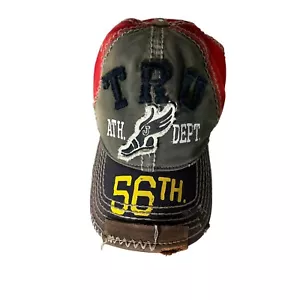 True Religion Distressed Leather Patch 56th Buddha Trucker Hat Cap Wing XXX - Picture 1 of 15
