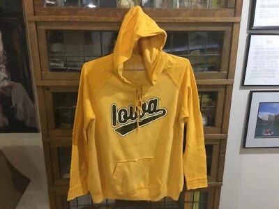 Iowa Hawkeyes Yellow Women's SCRIPT Lace Up Hoodie Sweatshirt SZ L - Cool - Image 1 of 4