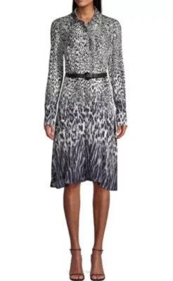 $468 NWT Elie Tahari Aisha Leopard-Print Shirtdress - US 0 - Image 1 of 4