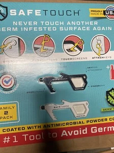 SafeTouch Hygiene Multi-Tool 2.0 Family 2-Pack Glossy Black/White DOOR OPEN/PUSH - Picture 1 of 6
