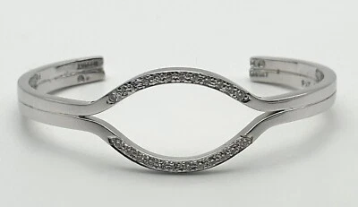 14k White Gold Eye Shaped Cuff Bracelet with 0.50cts of Diamonds   5.5"  18.8g Foto 1 de 4