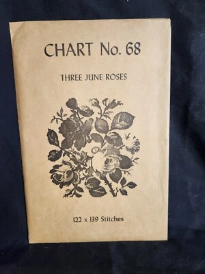 Vtg rare Babs Fuhrmann petit point Chart No. 68 Three June Roses 122x139 - Image 1 of 4