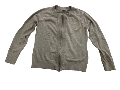 Cárdigan suéter gris con cremallera 100 % algodón Cutter & Buck para mujer talla grande” Foto 1 de 4