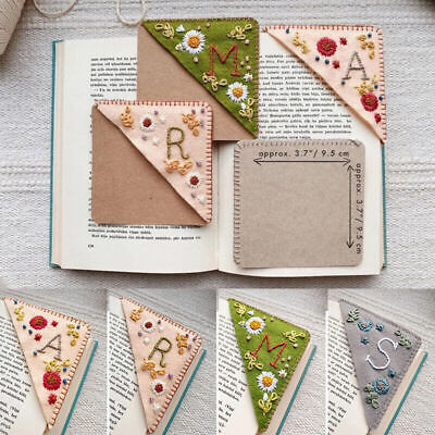 Personalized Hand Embroidered Corner Bookmark,Hand Stitched Felt Letter Bookmark • 4.61$