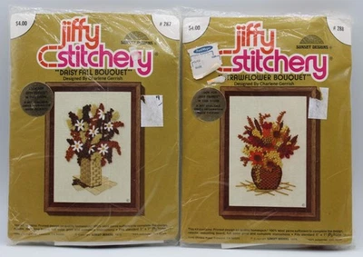 Jiffy Stitchery ramo de flores de paja y ramo de otoño de margaritas 1975 kits de punta de aguja Foto 1 de 4