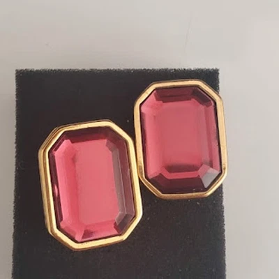 Pendientes Joan Rivers de Colección Chapados en Oro Rosa Frambuesa Perforados Años 90 Foto 1 de 4