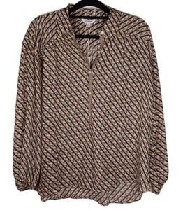 Camicetta Max Studio manica lunga colletto 3/4 bottoni retro stampa geo grande nuova con etichette - Foto 1 di 12