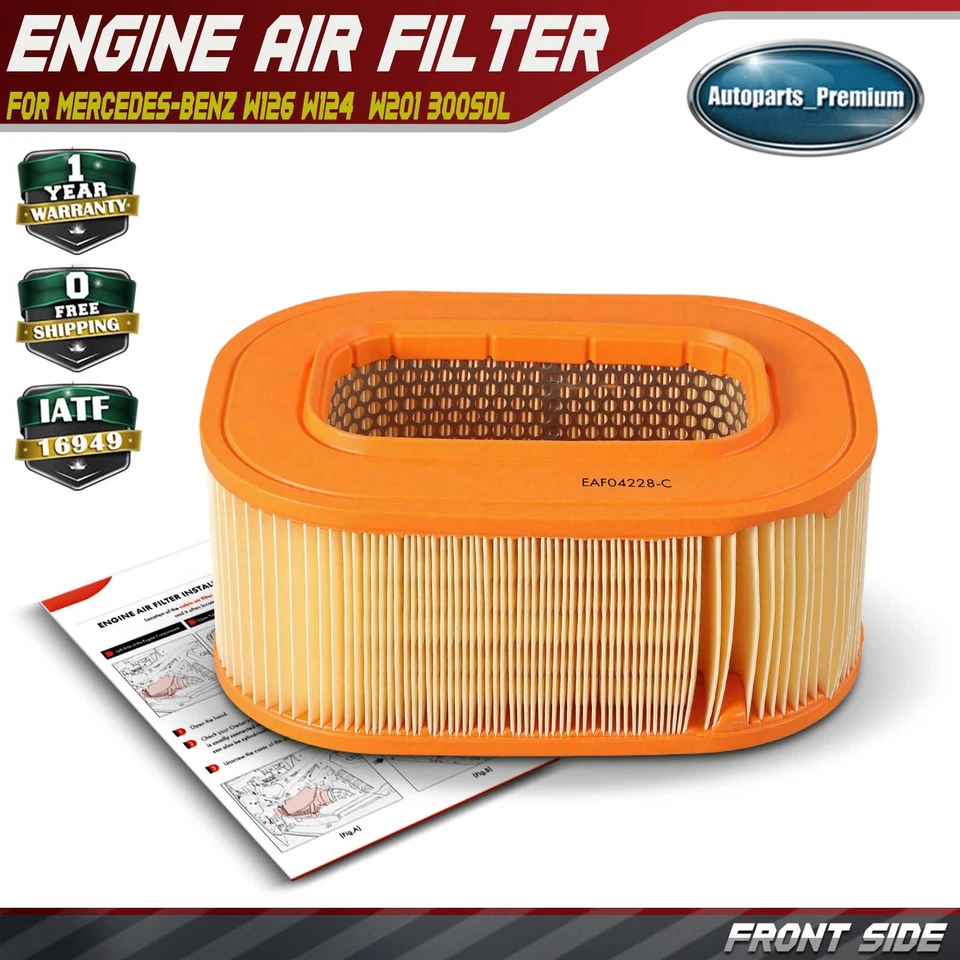 Engine Air Filter for Mercedes-Benz W126 300SDL 350SD 350SDL W201 190D W124 300D - Image 1 of 4