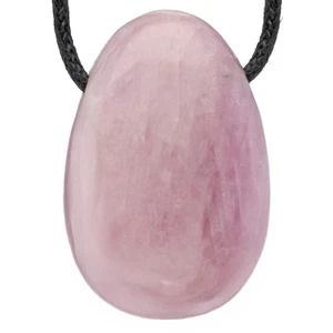 Kunzit Tropfenanhänger mit Baumwollband gebohrt | Edelstein Schmuck - Picture 1 of 6