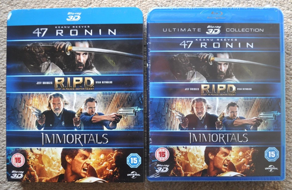 NEW & SEALED 47 RONIN / RIPD / IMMORTALS 3 X Blu-Ray  Keanu Reeves 3D DVD BOXSET - Image 1 of 1