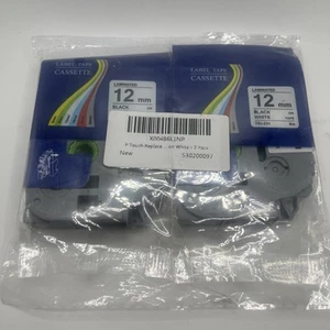 Label Tape Cassette 12mm Black on White TZc-231 – 2 Pack Laminated. - Picture 1 of 7