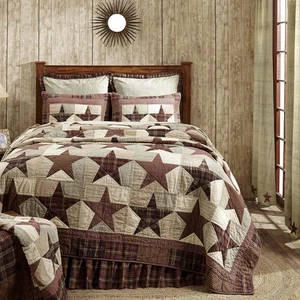 Primitive Luxury King Quilt Red Independence Day Star Bedroom Decor VHC Brands - Picture 1 of 7