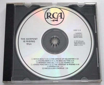 STYX – The Serpent Is Rising CD Early Pressing RCA 0287-2-R OOP No Front Insert - Image 1 of 4