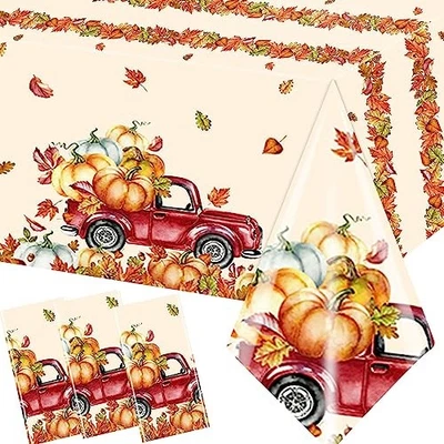Toalha de mesa outono, 3 peças toalhas de mesa de Ação de Graças, abóbora retangular outono  - Imagem 1 de 4