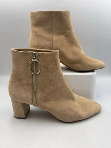 Mango Beige Suede Leather Ankle Boots. Size Zip. Block Heel. Size 7. EU40 - Picture 1 of 16