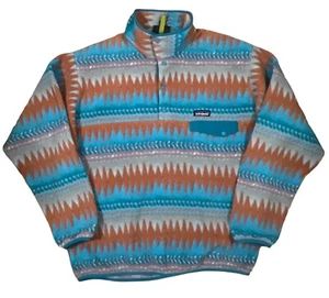 Rare Vintage PATAGONIA Synchilla Aztec Native Tribal Striped Sweatshirt 90s LARG - Picture 1 of 7