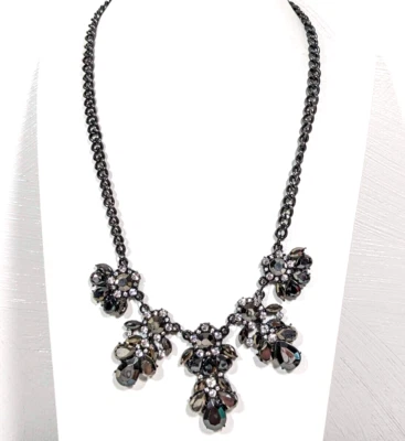 Colar NYC cinza metálico corrente lágrima strass declaração 21 polegadas - Imagem 1 de 4