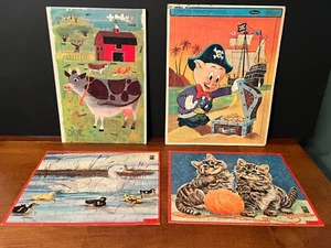 Vintage 1960's Puzzle Lot ~ Porky Pig Cartoon Frame Tray Milton Bradley Whitman - Picture 1 of 11