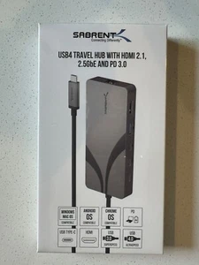 SABRENT USB4 Hub, Travel Dock Hub with 2 USB-C Ports, 1 USB-A Port, HDMI 2.1, - Picture 1 of 3