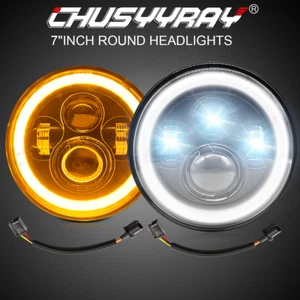 Pair 7" inch Round Led Headlights Hi/Lo Beam for Mack Granite CV713 Dump Trucks - Picture 1 of 12