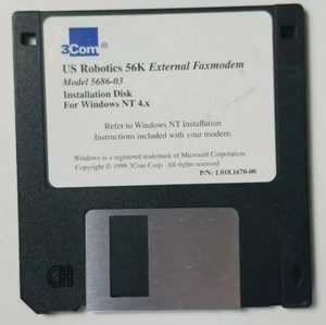 US Robotics 56K Extetnal Fax Modem Model 568603 Installation Diskette Windows NT - Picture 1 of 3