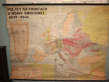  Polish Map of Poland 1939-1945 Vintage, Classroom, Cloth backed, Made in 1966