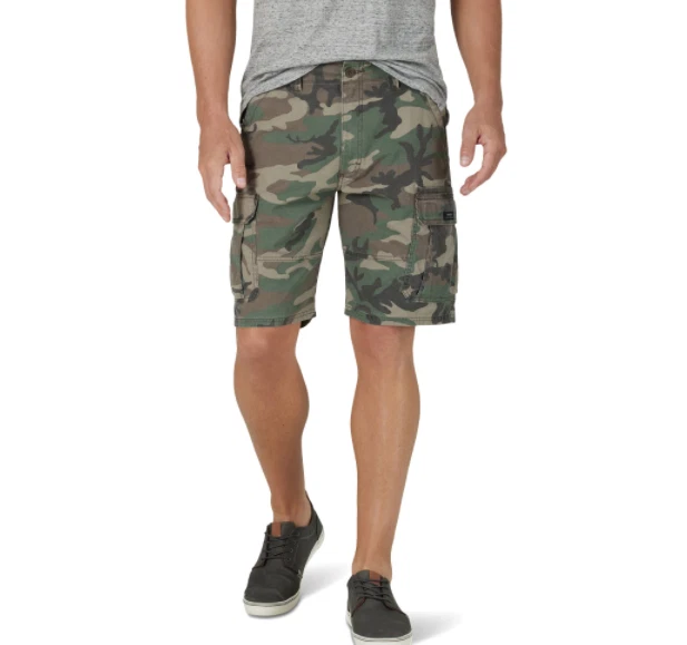 Wrangler Mens Relaxed Fit Cargo Epic Soft Camouflage Shorts Size 42