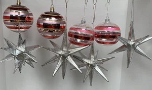 Dansk Vintage Blown Glass And Hard Paper Christmas Tree Ornaments In PerfectCond - Picture 1 of 6