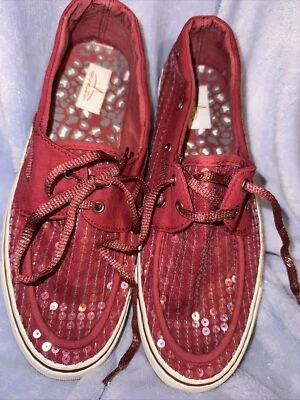 СИНИЙ ПЛАВНИК КРАСНЫЙ БЛЕСТКАМИ КРАСНЫЙ ЛОФЕРЫ МЕТАЛЛИЧЕСКИЕ ШНУРКИ РАЗМЕР 9 М - Изображение 1 из 4