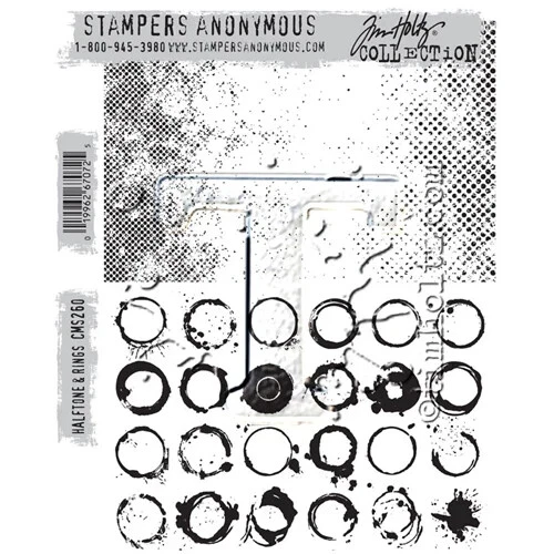 Tim Holtz Stampers Anonymous "HALFTONE & RINGS" Rubber Cling Stamp Set- CMS260 - Image 1 of 1