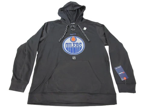 New Edmonton Oilers Mens Sizes L-XL Reebok Spidwick Black Hoodie Cover