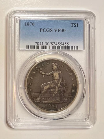 1876 P Silver Trade Dollar $1 PCGS VF 30 Cover