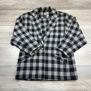 Toffs Vintage Black & Gray Large Check Dolman Sleeve 100% Wool Jacket Sz 5/6 - Picture 1 of 6